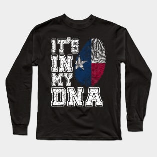 It's In My DNA Texas - Pride Flag Fingerprint Gift Long Sleeve T-Shirt